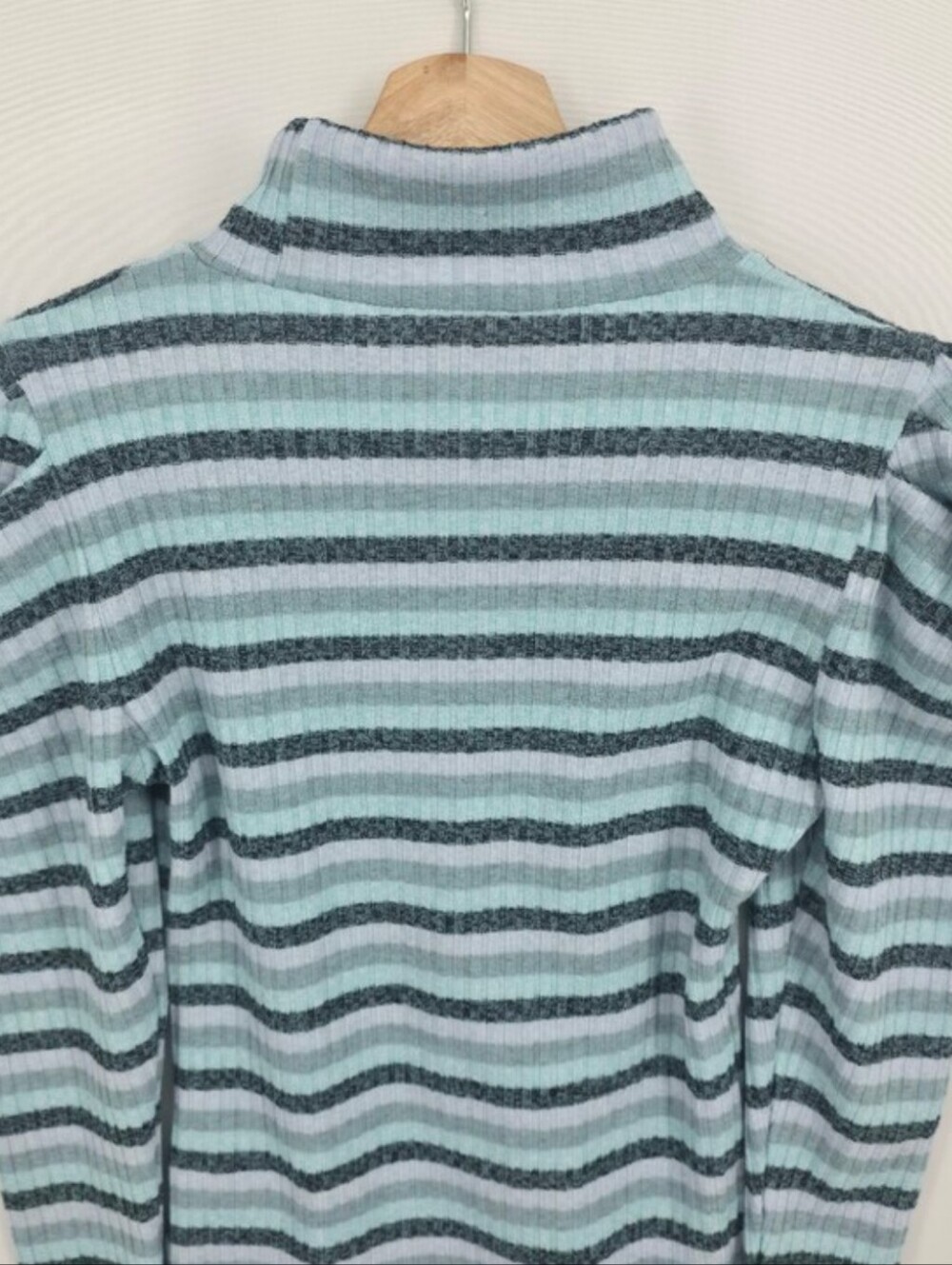 Maeve Anthropologie Ribbed Puff Sleeve Striped Turtleneck Knit Top XS - Picture 8 of 10